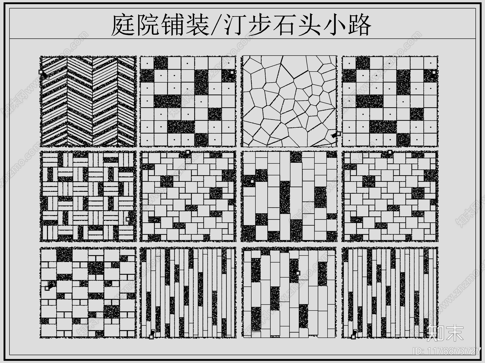 中式铺装图库cad施工图下载【ID:1178873727】