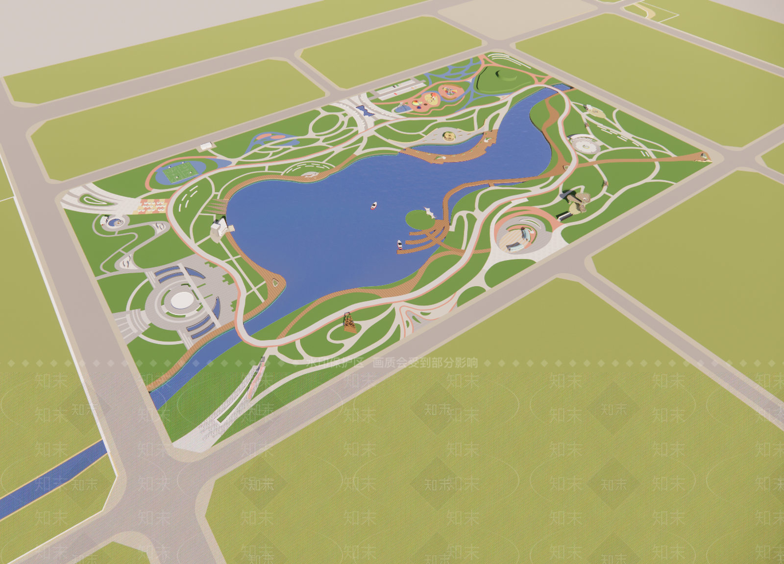 现代景观公园SU模型下载【ID:1178885644】