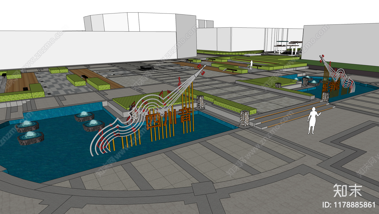 现代校园景观SU模型下载【ID:1178885861】