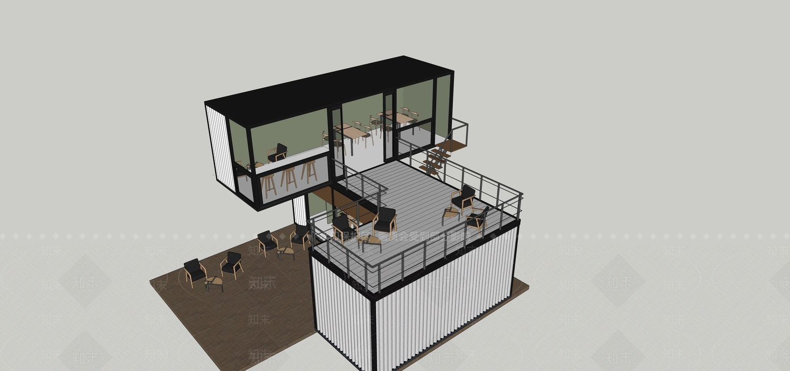现代餐饮建筑SU模型下载【ID:1178890052】