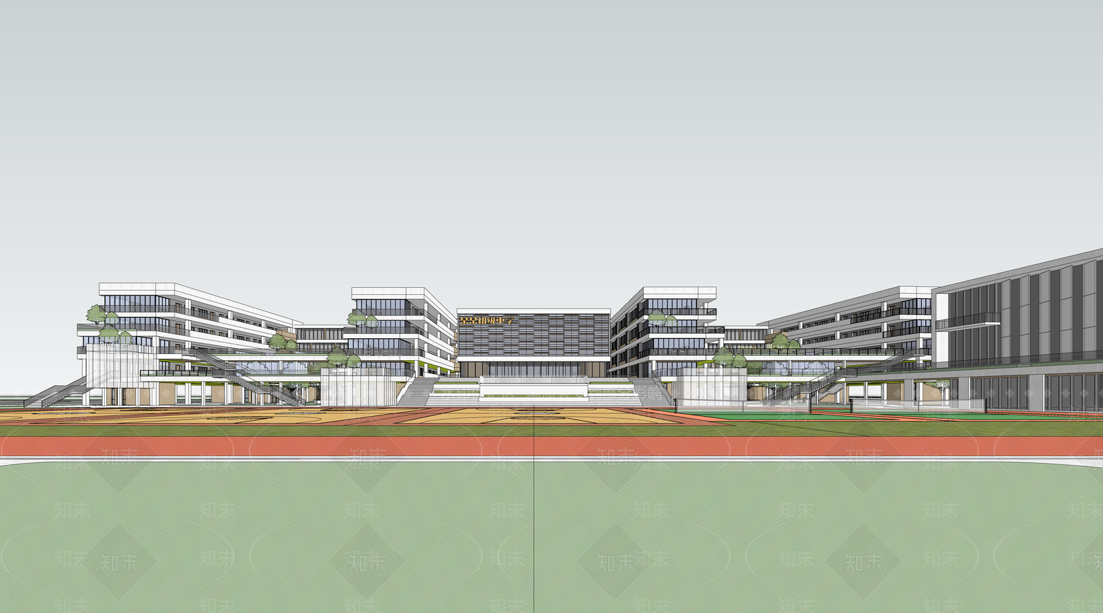 现代简约学校建筑SU模型下载【ID:1178891618】