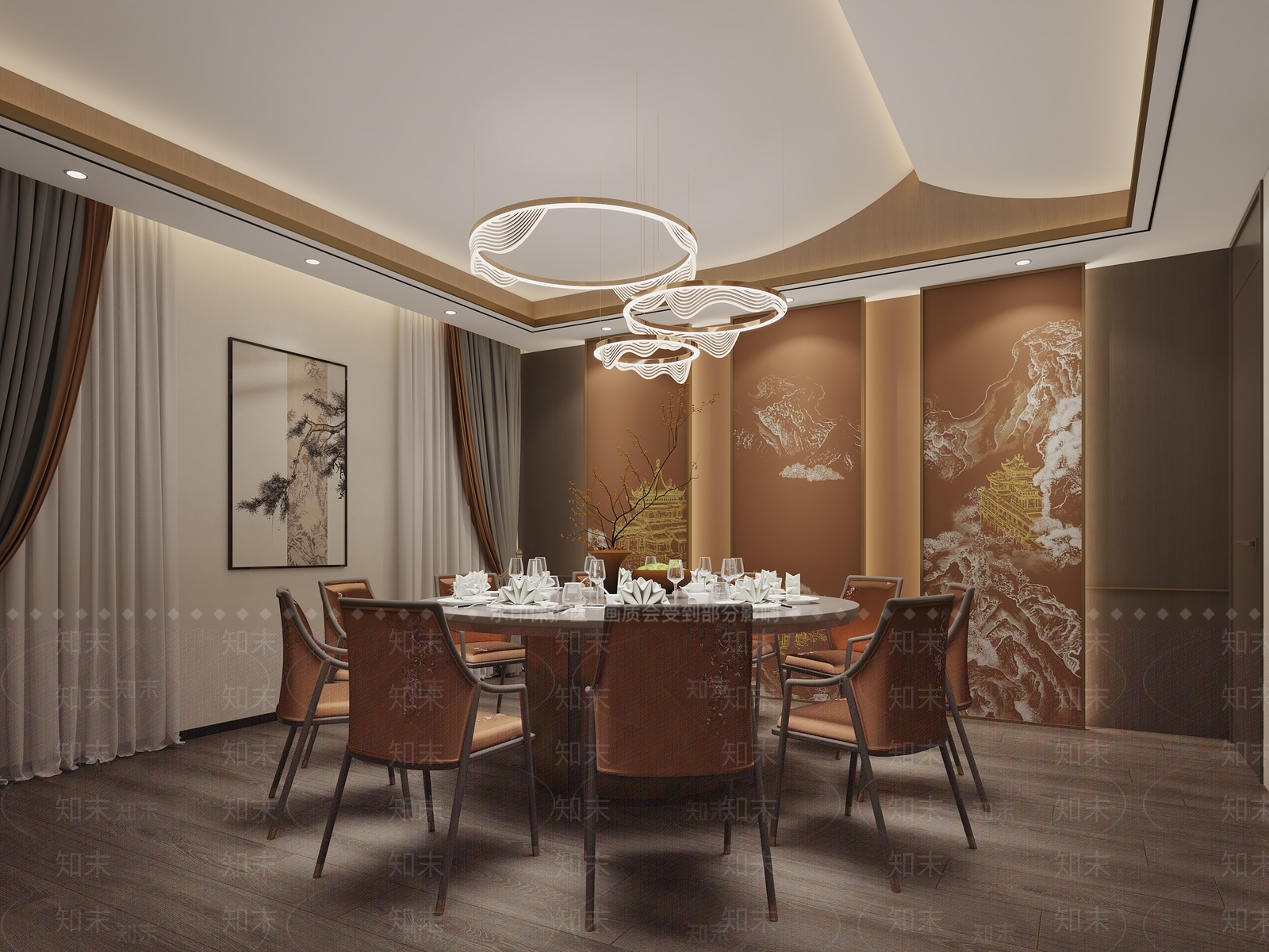 现代新中式包厢3D模型下载【ID:1178894449】