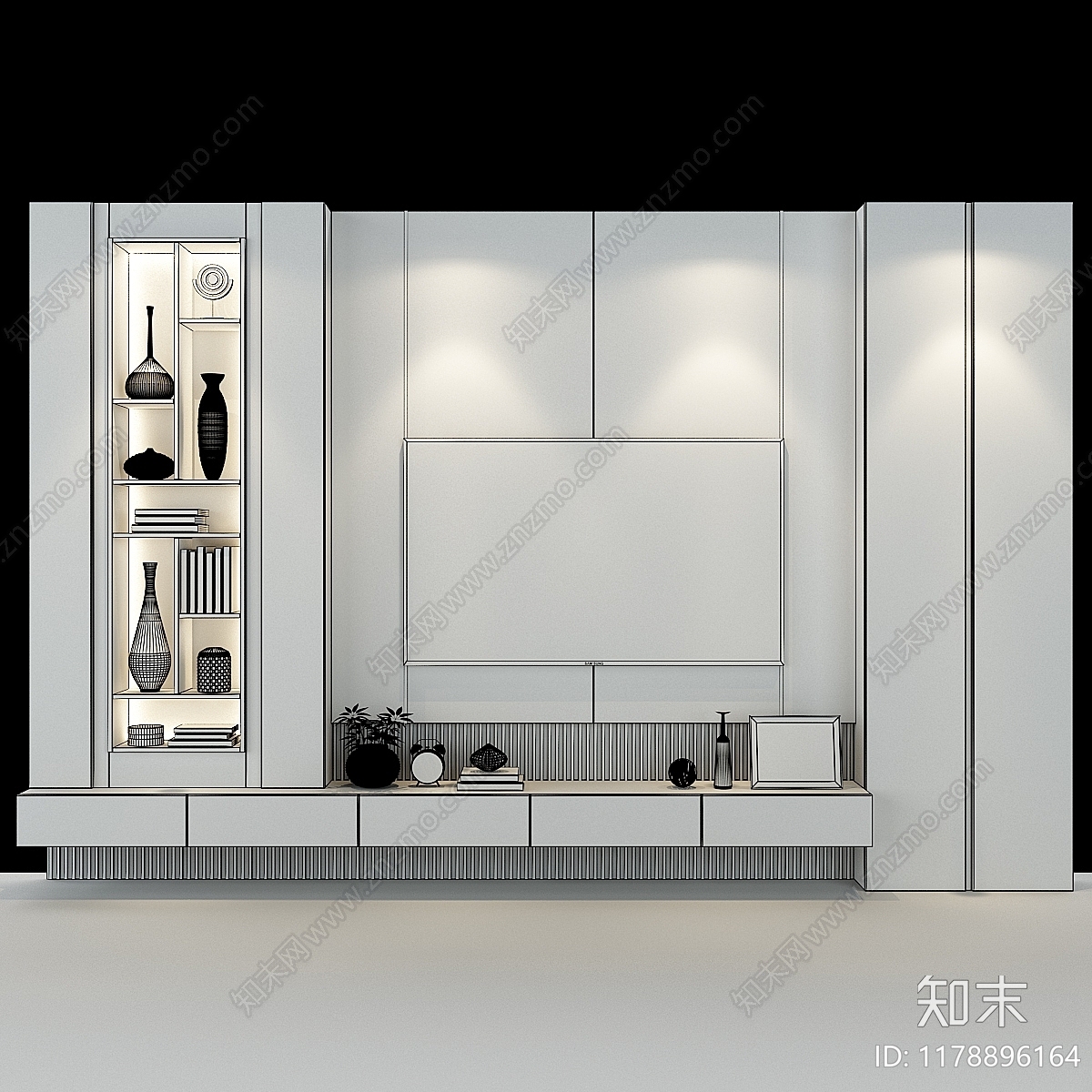 电视背景墙3D模型下载【ID:1178896164】