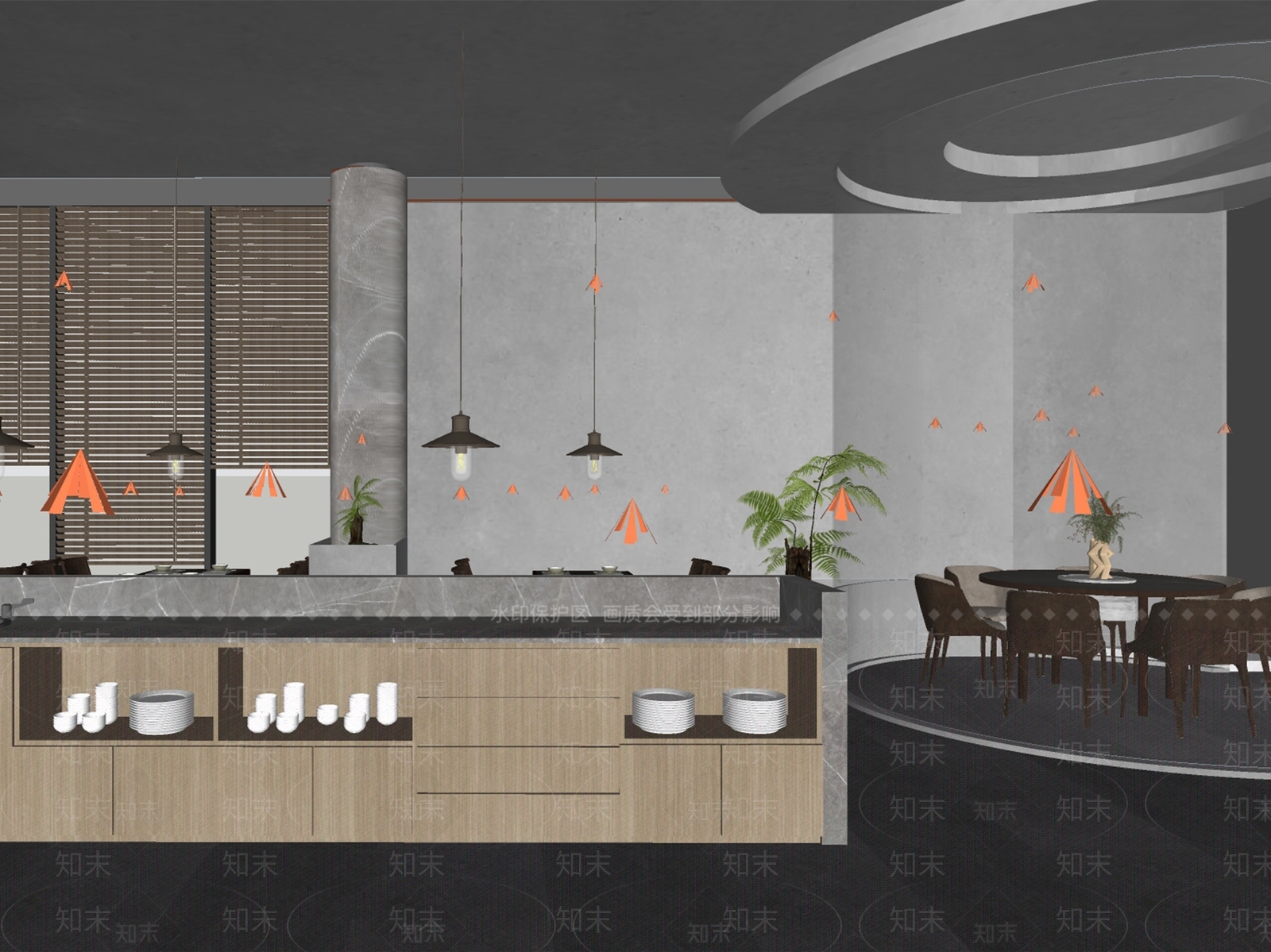 现代极简火锅店SU模型下载【ID:1178896561】