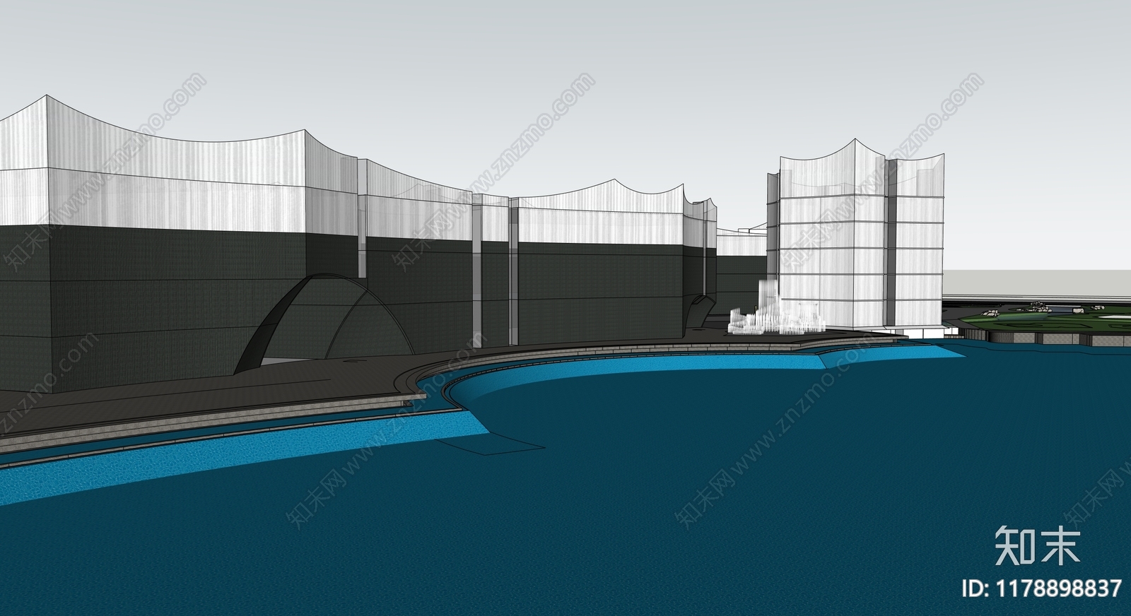 现代风格建筑SU模型下载【ID:1178898837】