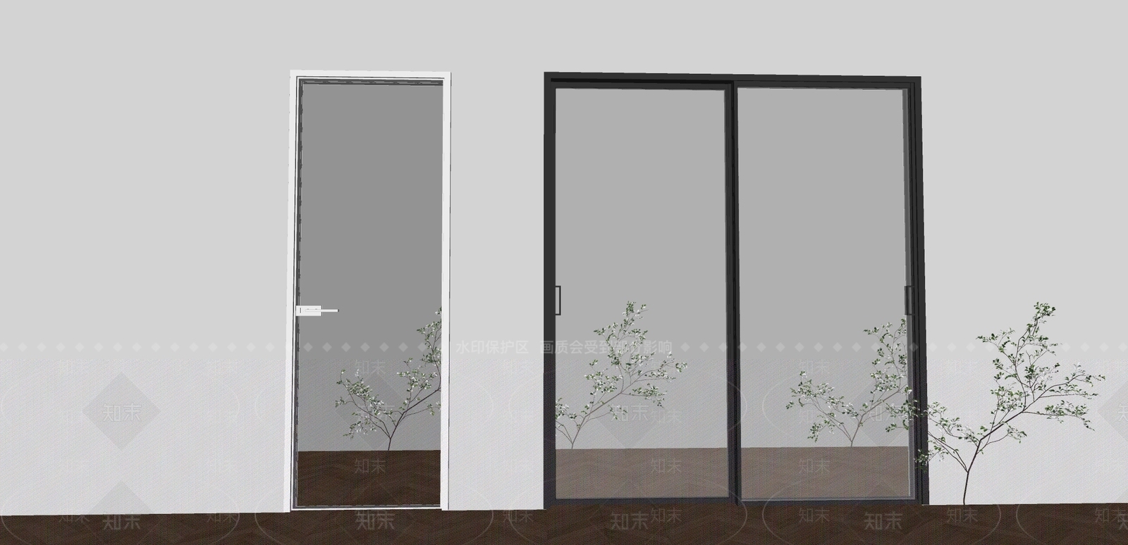 现代推拉门SU模型下载【ID:1178904027】