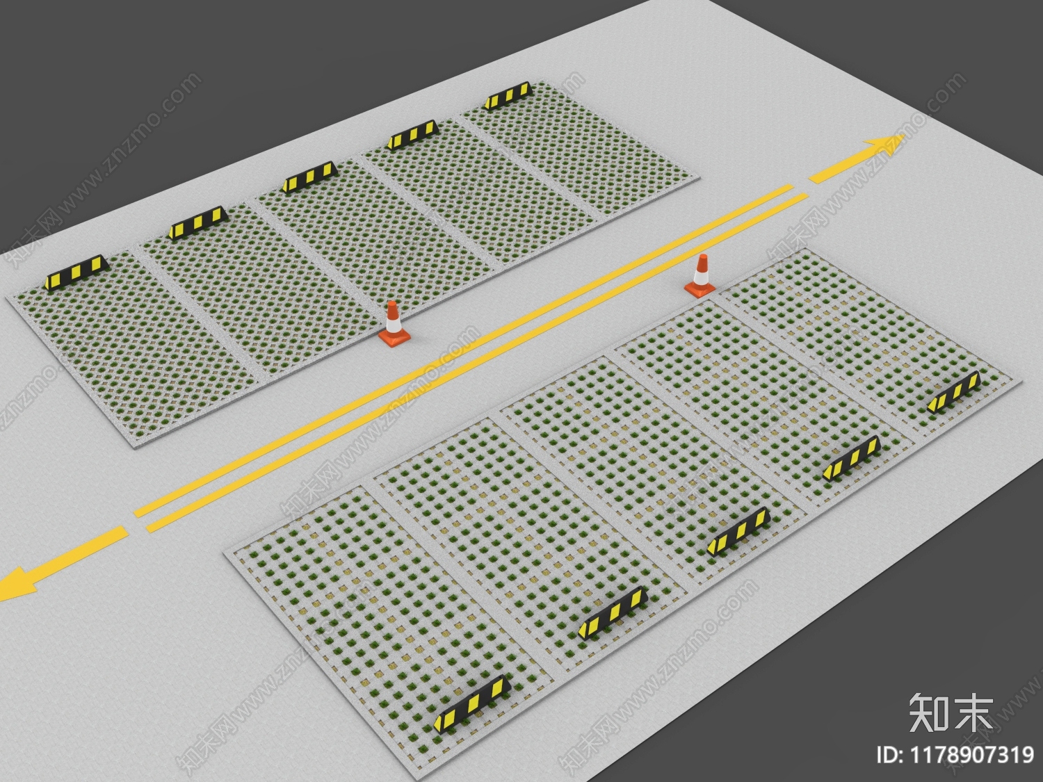 现代户外停车场3D模型下载【ID:1178907319】