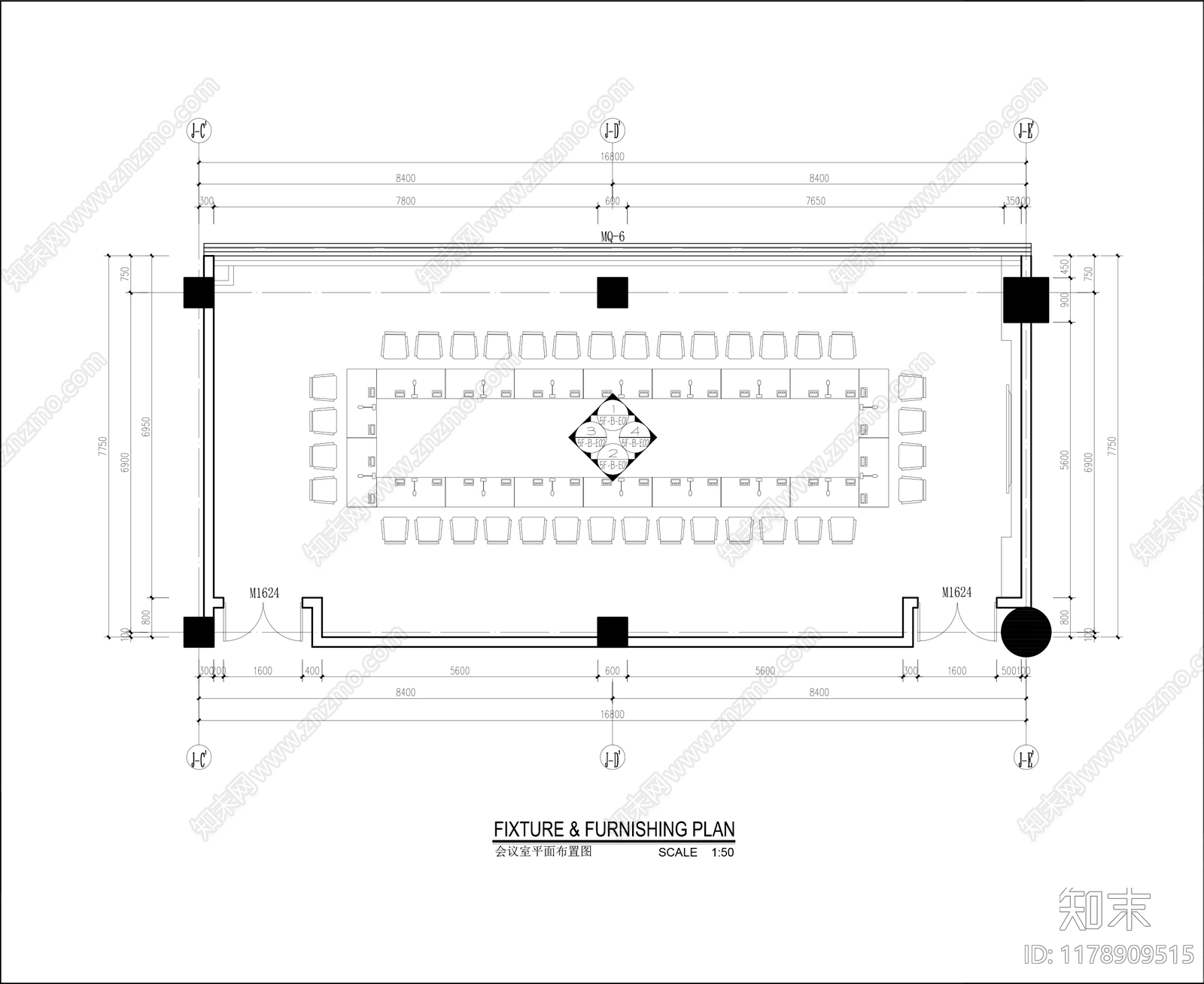 现代新中式会议室施工图下载【ID:1178909515】