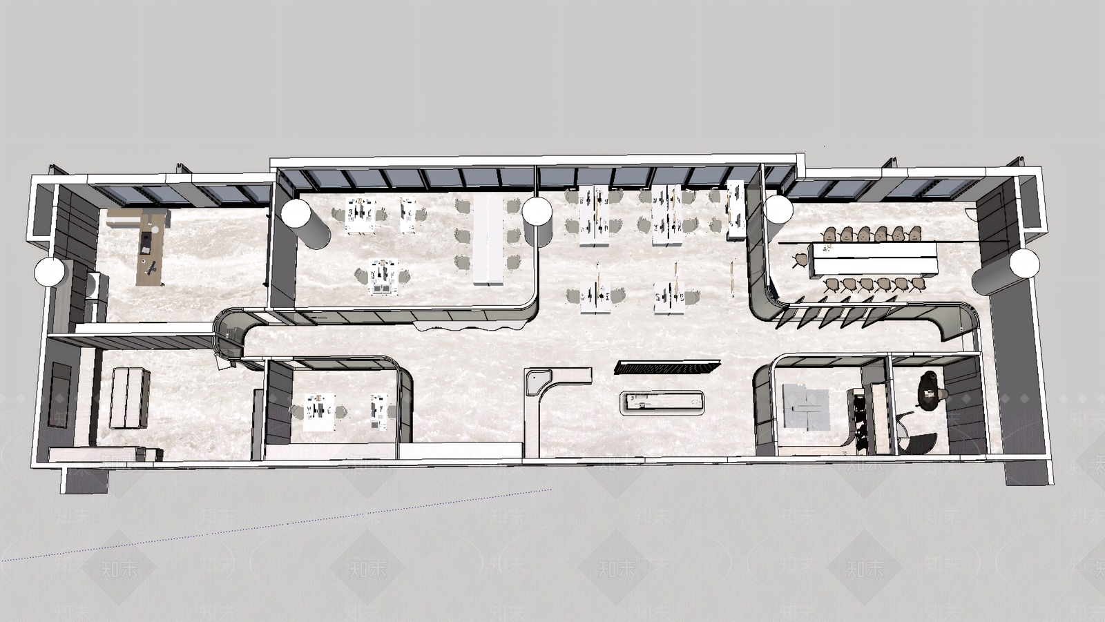 现代简约办公室SU模型下载【ID:1178909234】