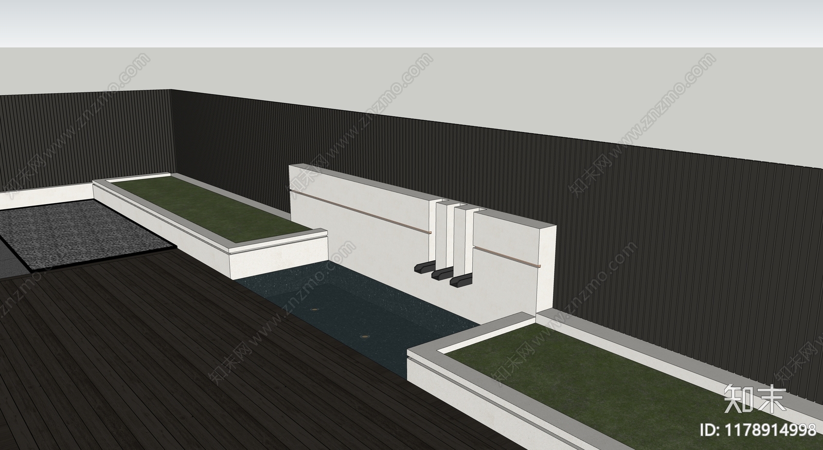 现代新中式别墅庭院SU模型下载【ID:1178914998】