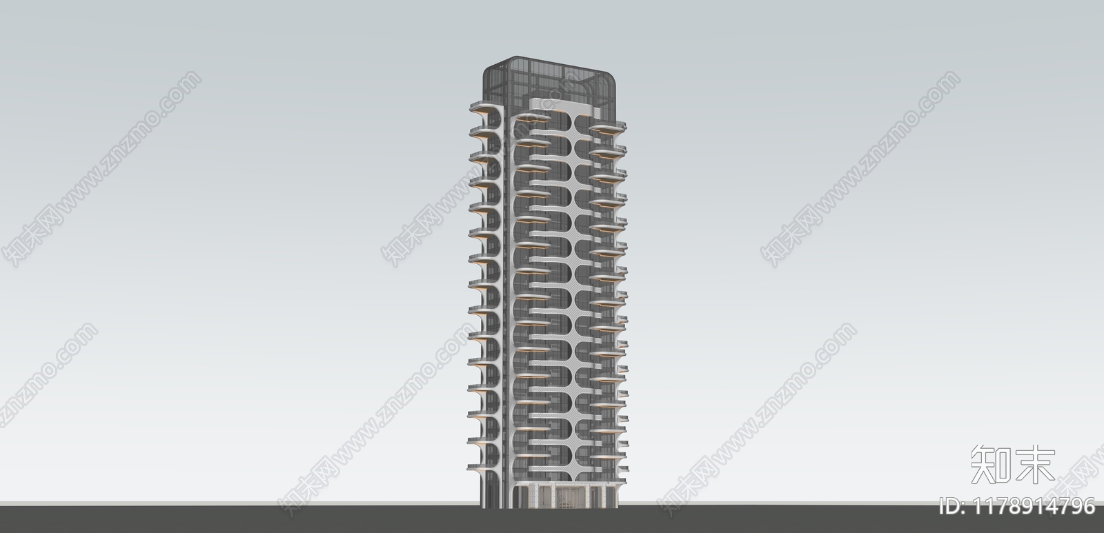 现代高层住宅SU模型下载【ID:1178914796】