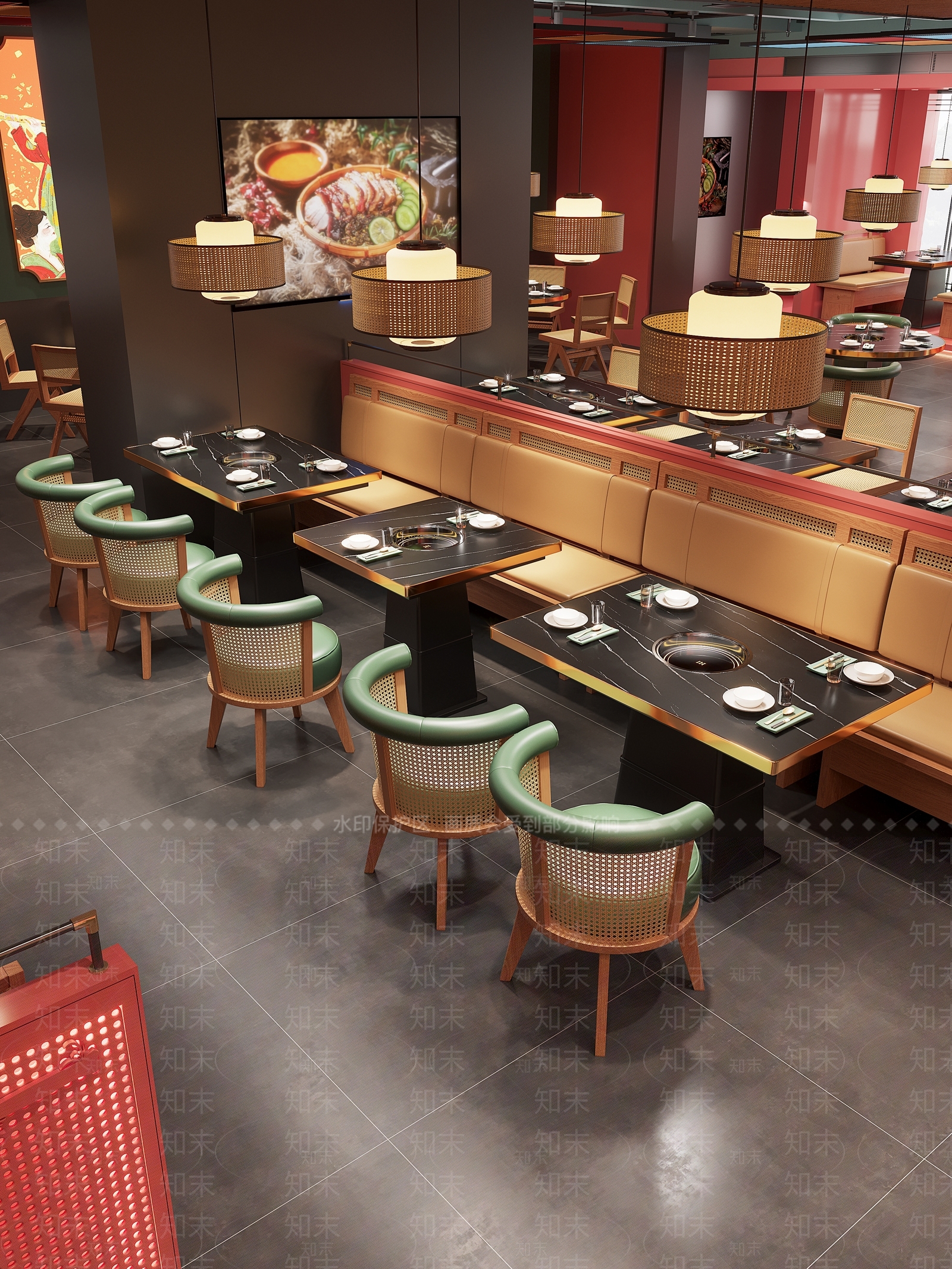现代新中式火锅店SU模型下载【ID:1178917782】