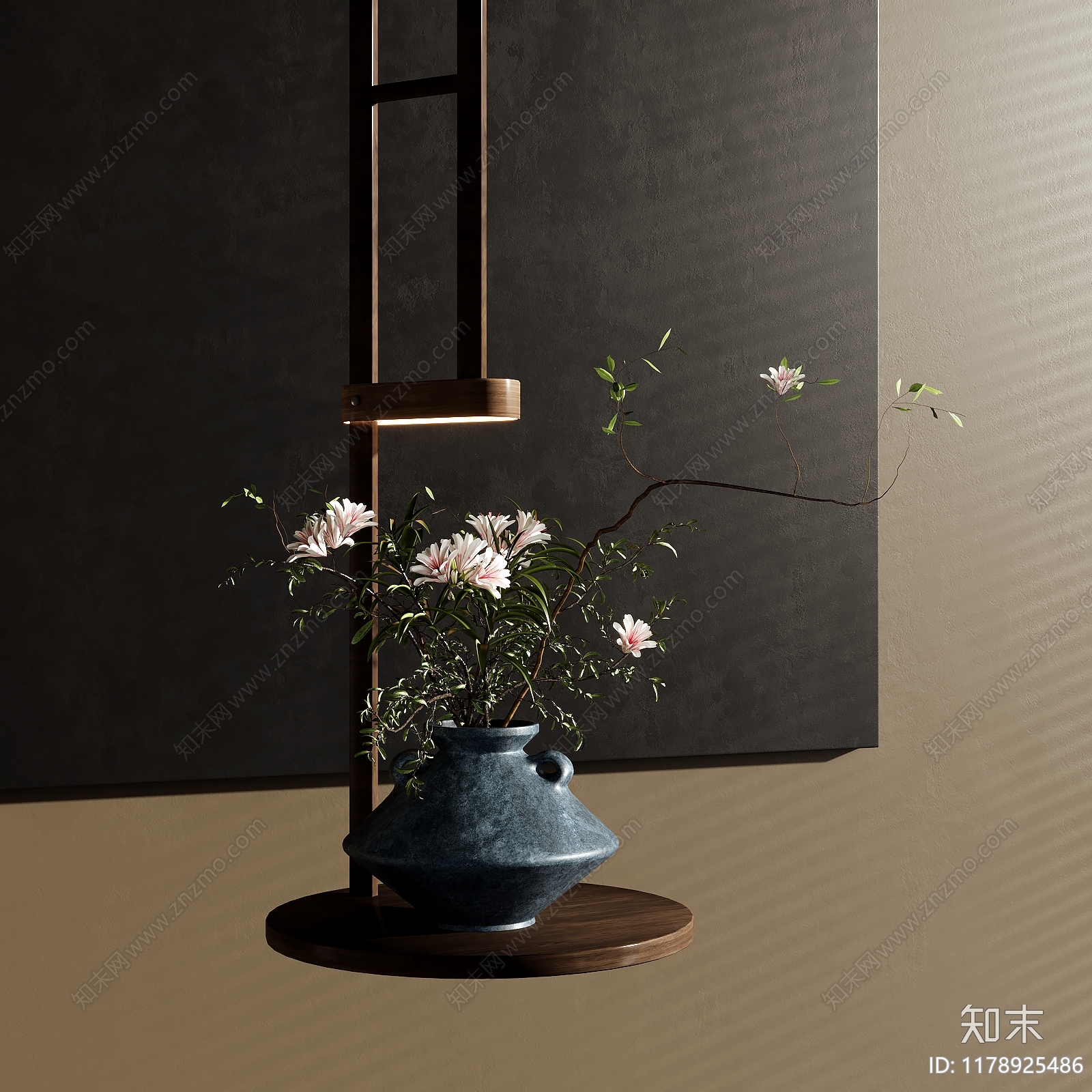 侘寂中古花艺3D模型下载【ID:1178925486】