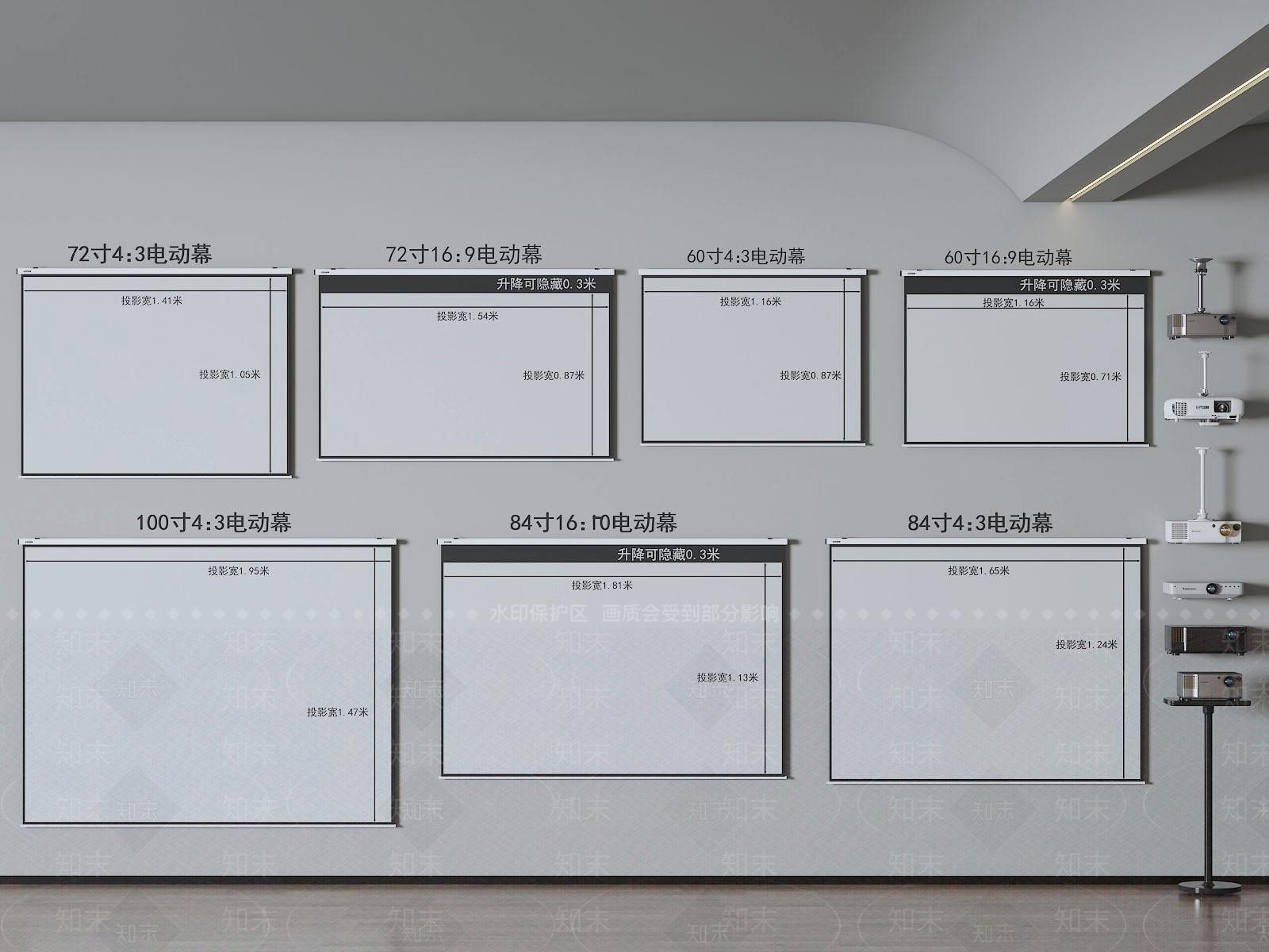 投影幕布SU模型下载【ID:1178926441】