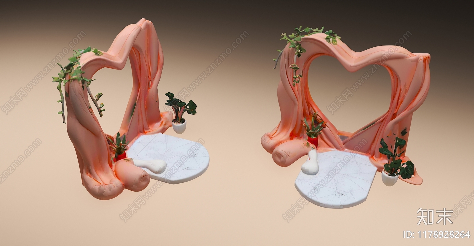 现代中式艺术装置3D模型下载【ID:1178928264】