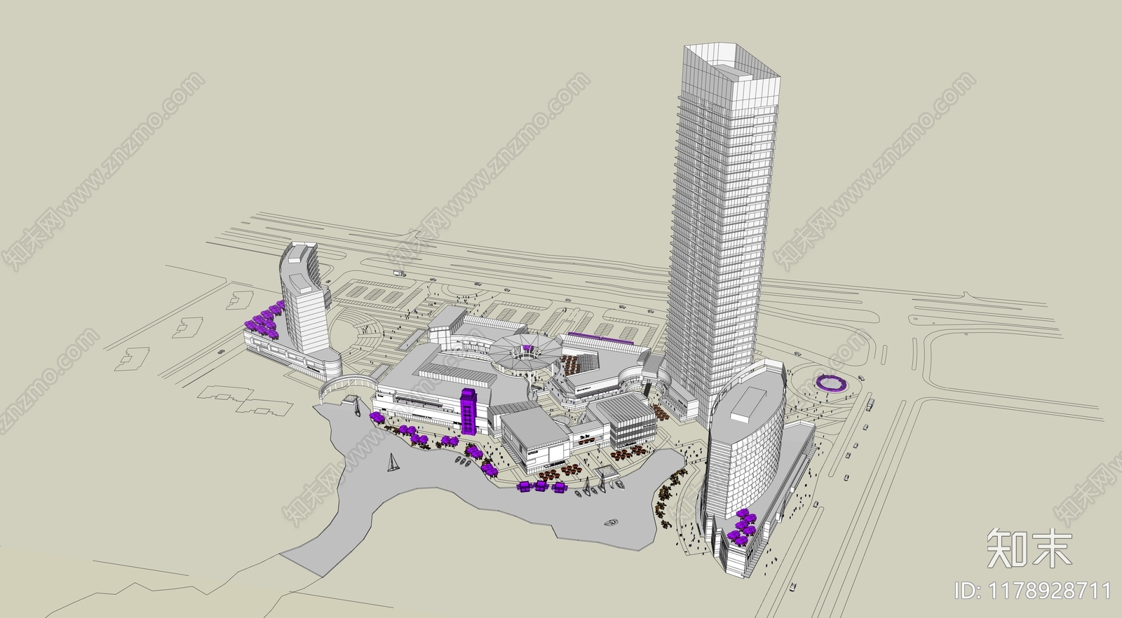 现代商业街SU模型下载【ID:1178928711】