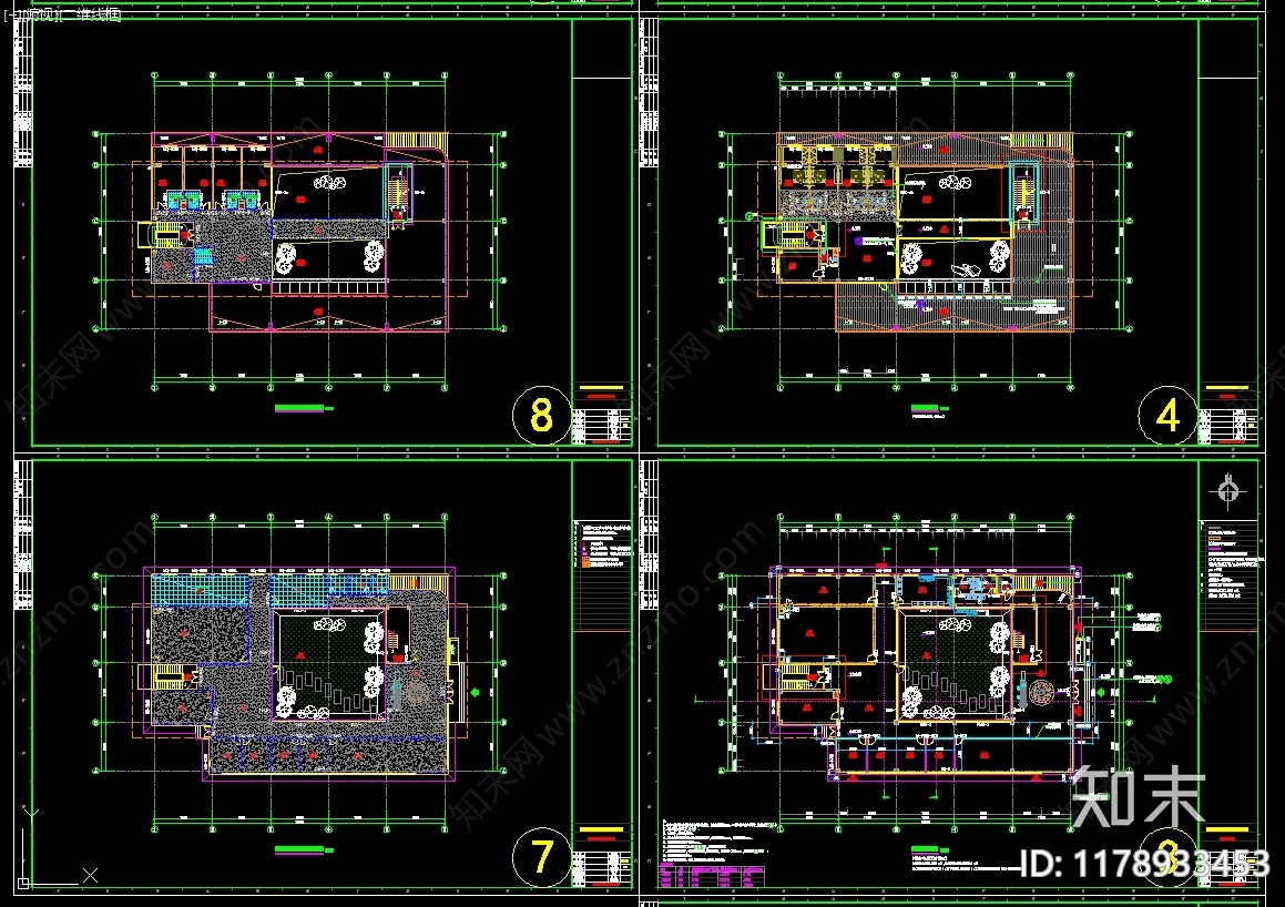 现代办公楼建筑cad施工图下载【ID:1178933453】