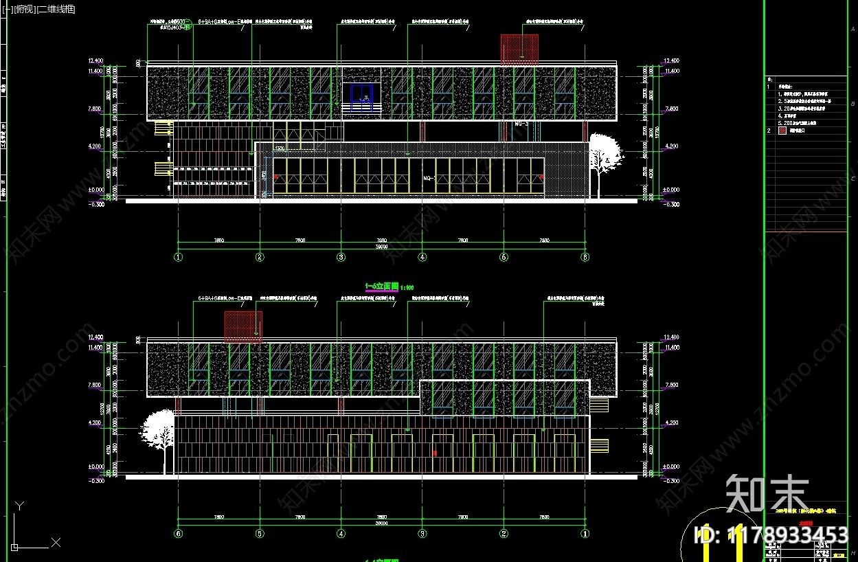 现代办公楼建筑cad施工图下载【ID:1178933453】