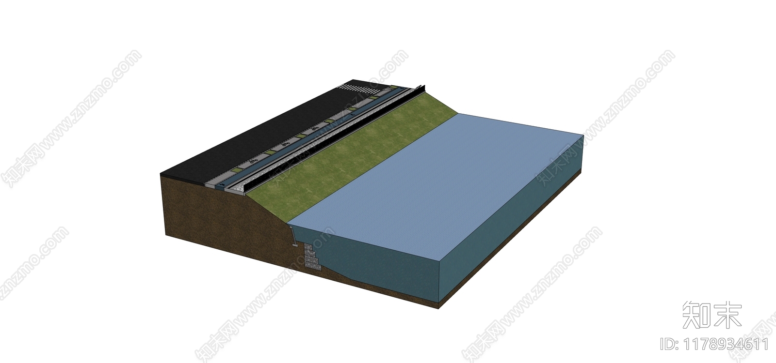 现代滨水景观SU模型下载【ID:1178934611】