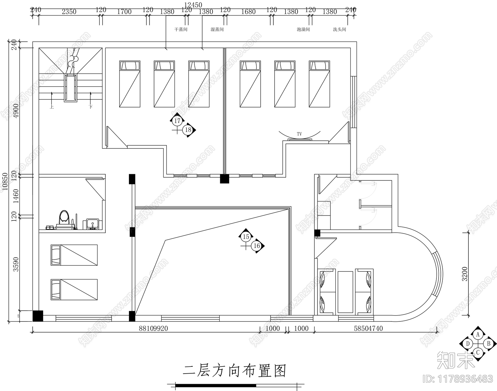 新中式美容院施工图下载【ID:1178936483】