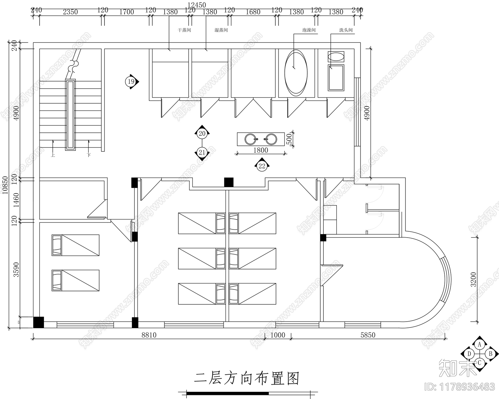 新中式美容院施工图下载【ID:1178936483】