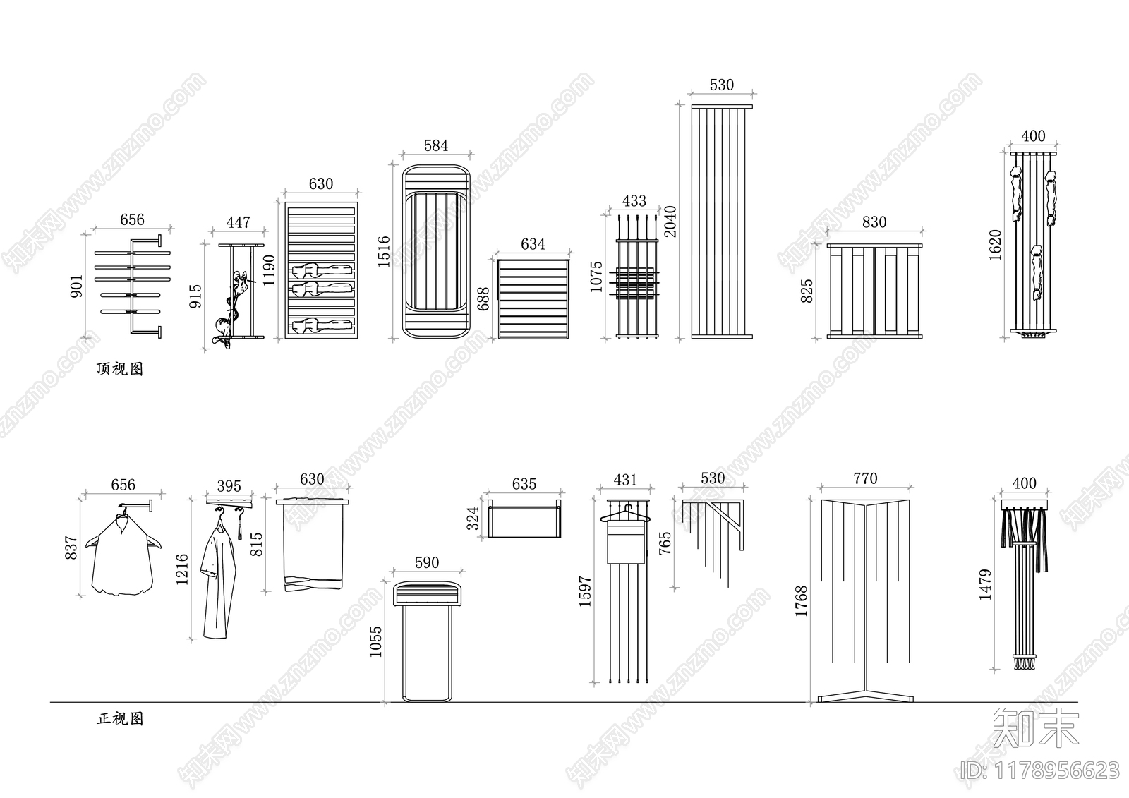 现代晾衣架施工图下载【ID:1178956623】