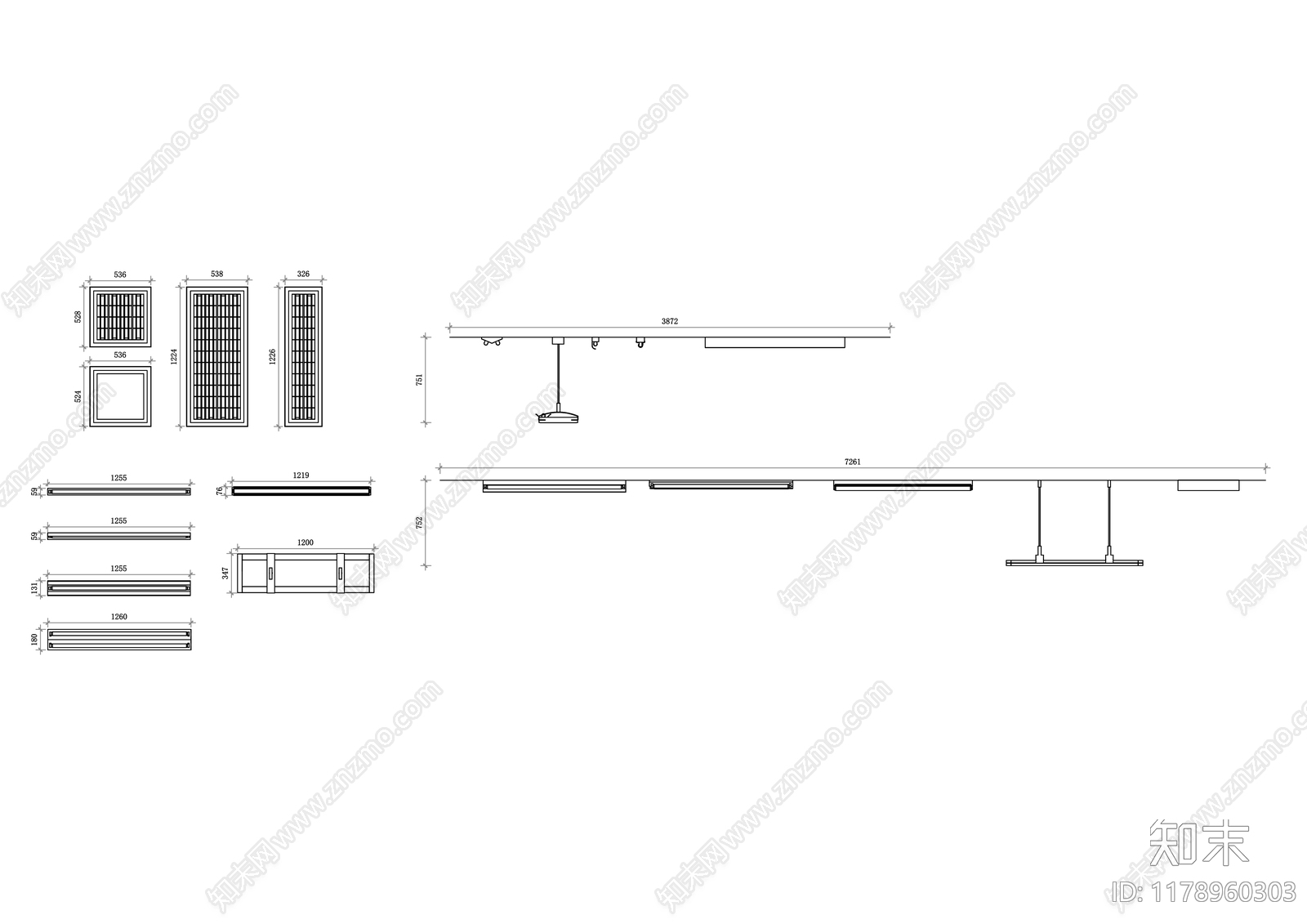 现代灯具图库cad施工图下载【ID:1178960303】