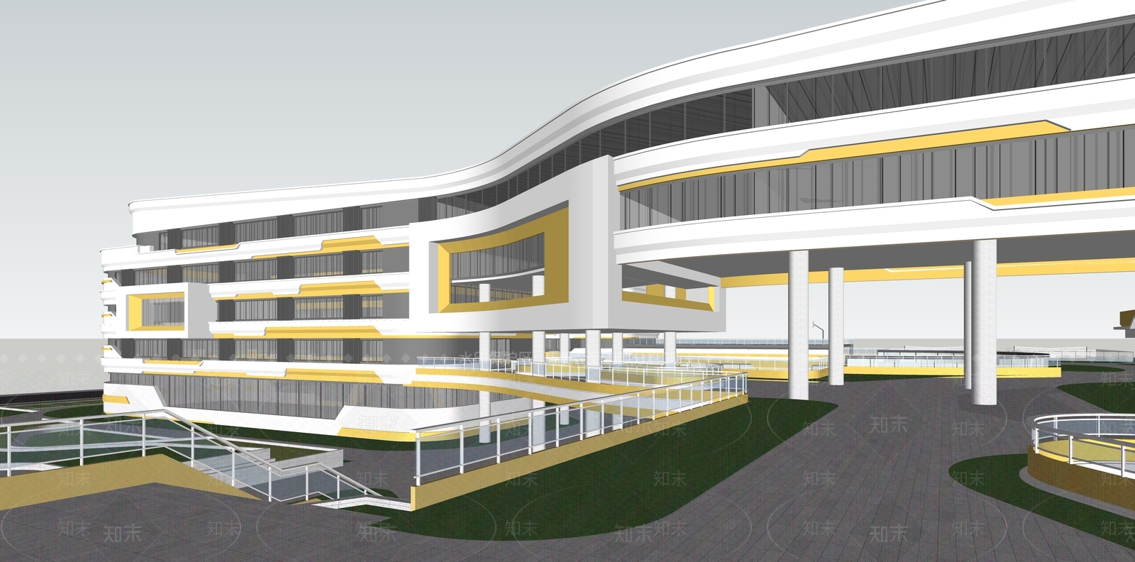 现代学校建筑SU模型下载【ID:1178960430】