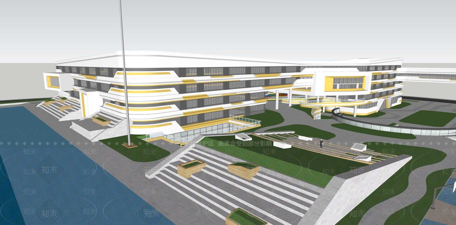 现代学校建筑SU模型下载【ID:1178960430】