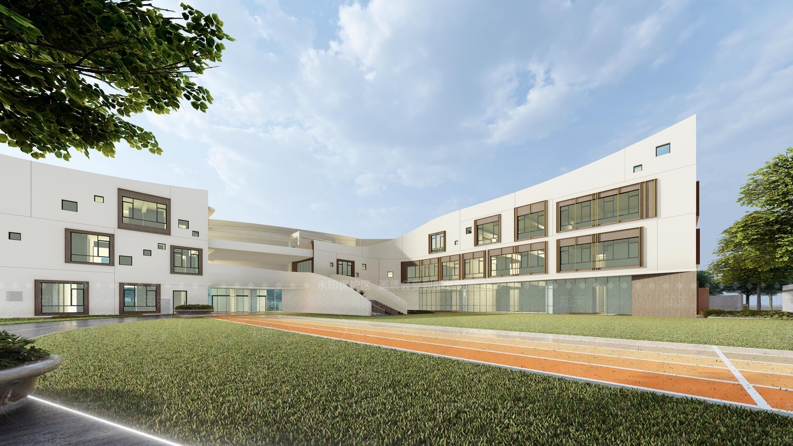 现代学校建筑SU模型下载【ID:1178960677】