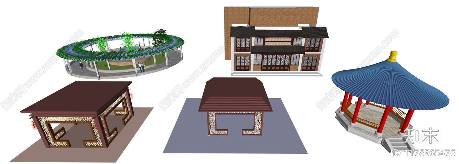现代新中式亭子SU模型下载【ID:1178965476】