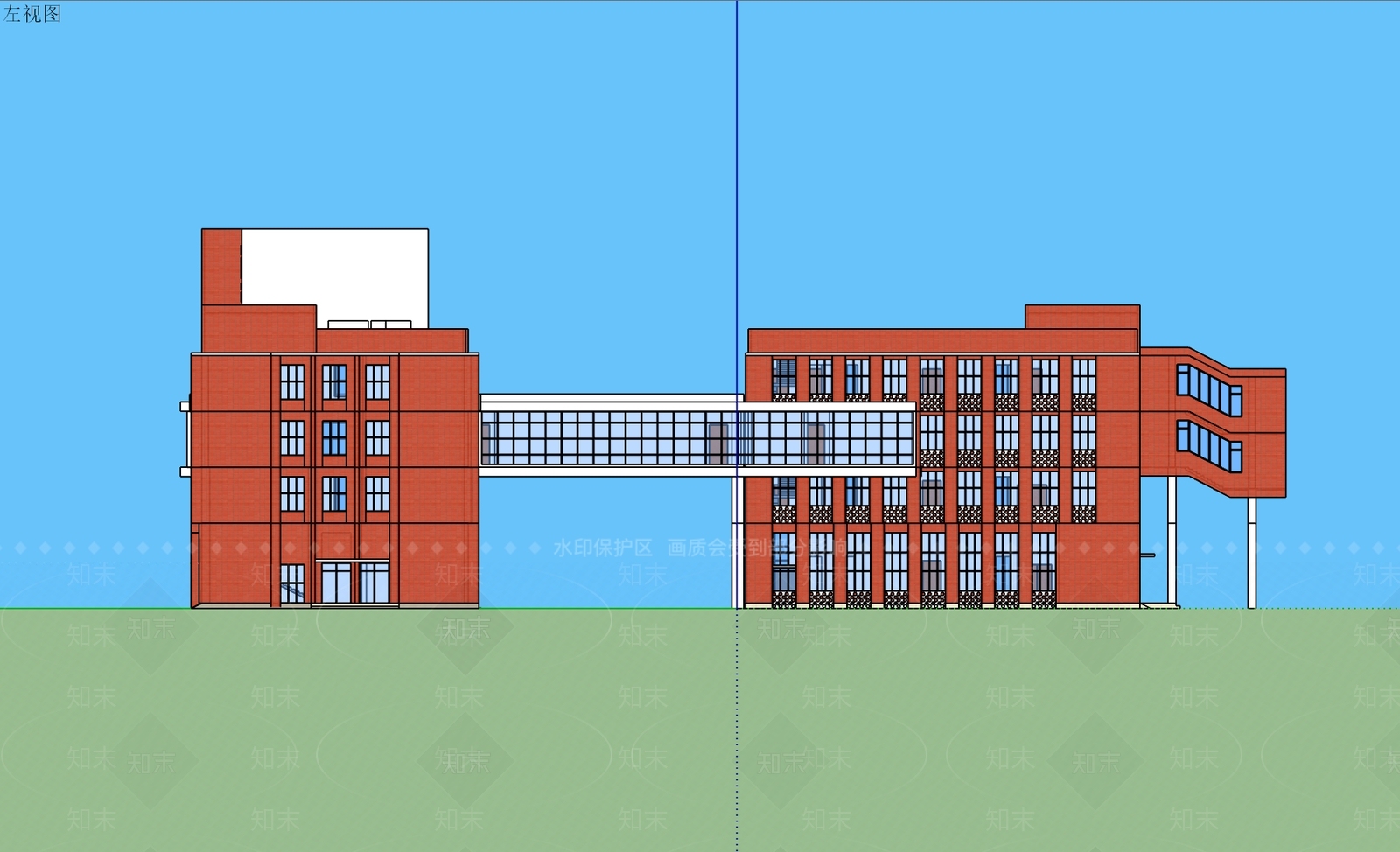 现代简约学校建筑SU模型下载【ID:1178966480】