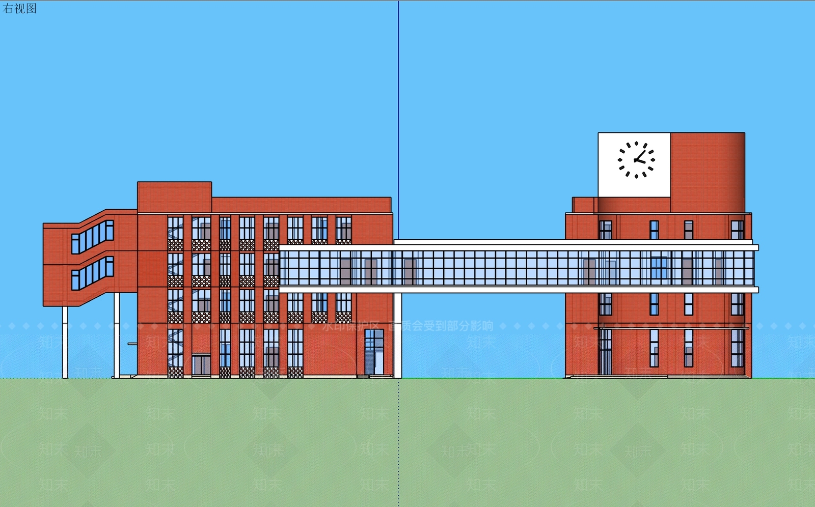 现代简约学校建筑SU模型下载【ID:1178966480】