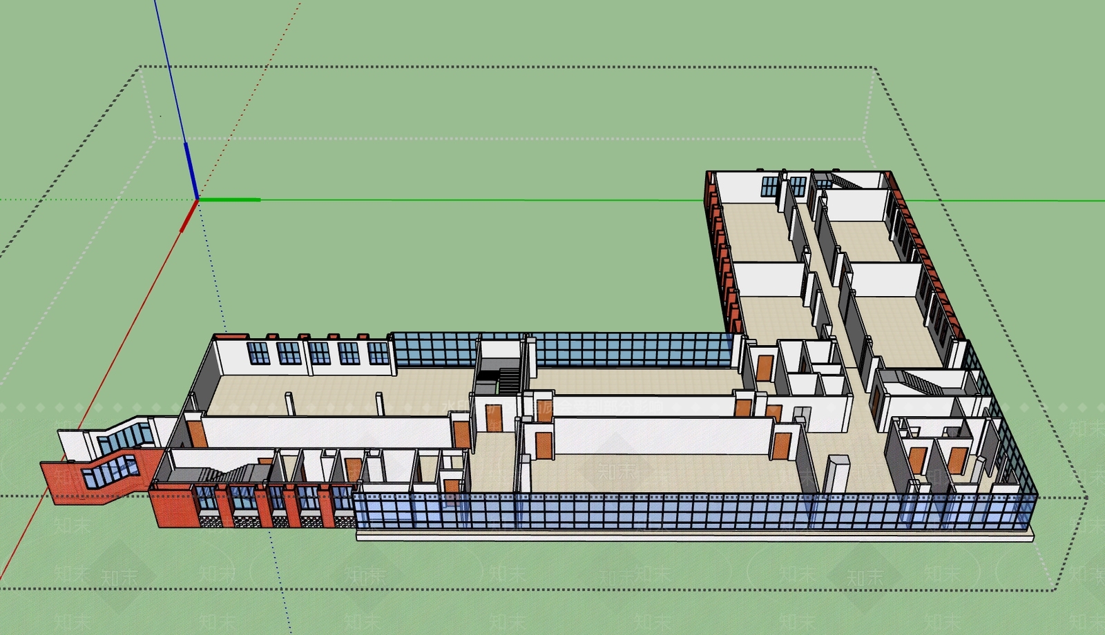 现代简约学校建筑SU模型下载【ID:1178966480】