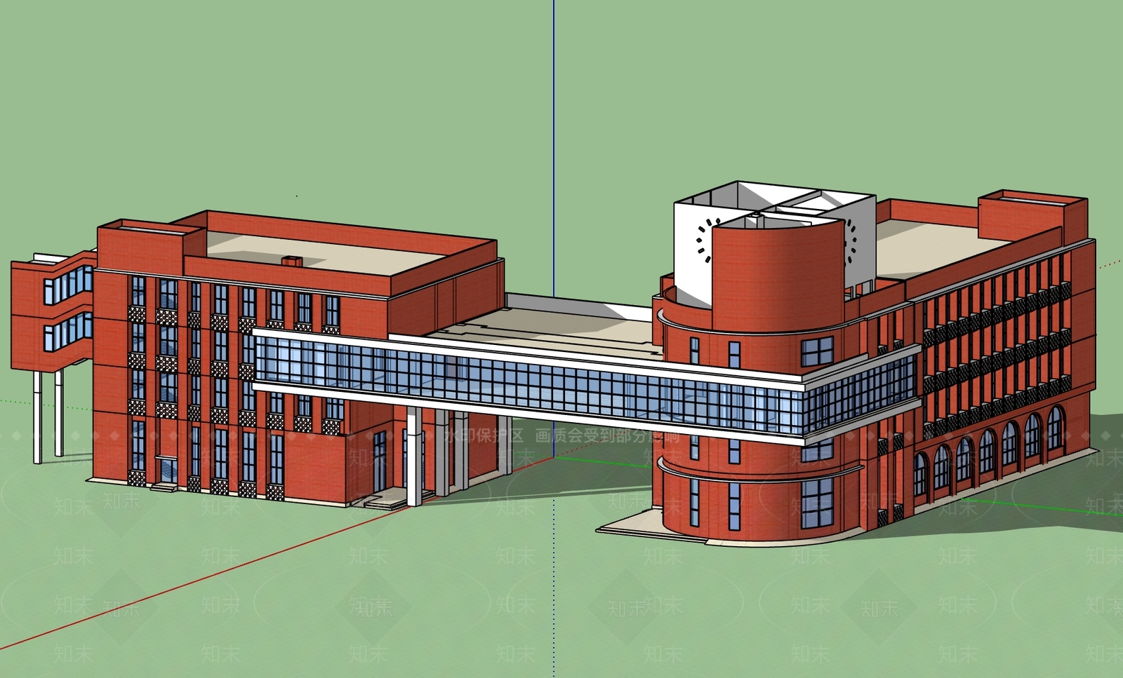 现代简约学校建筑SU模型下载【ID:1178966480】
