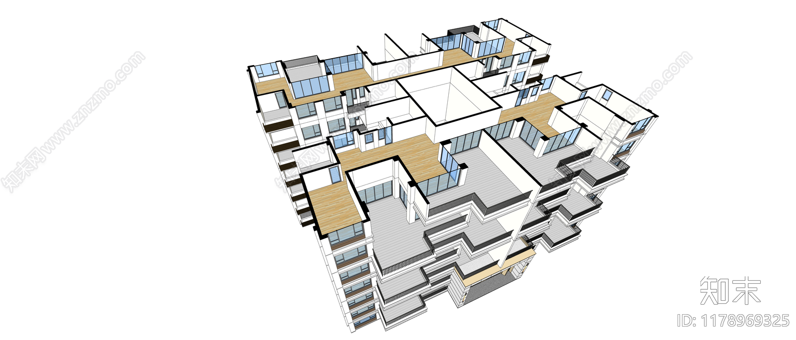 新中式高层住宅SU模型下载【ID:1178969325】