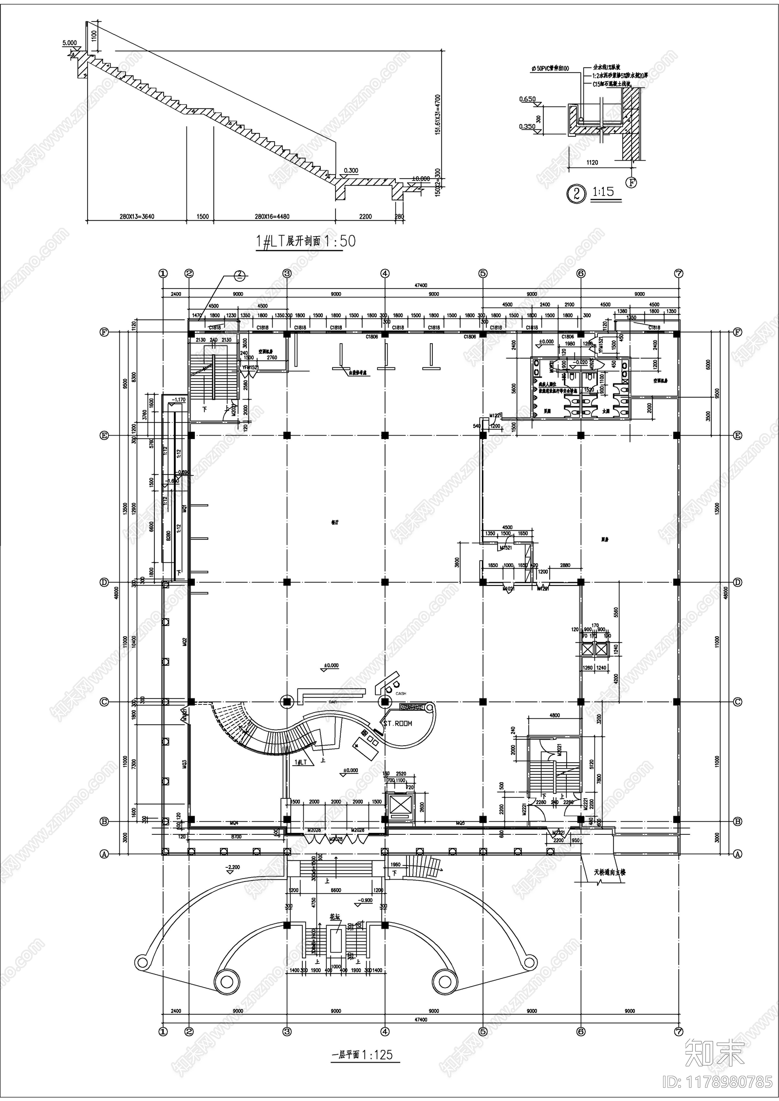 现代办公楼建筑cad施工图下载【ID:1178980785】