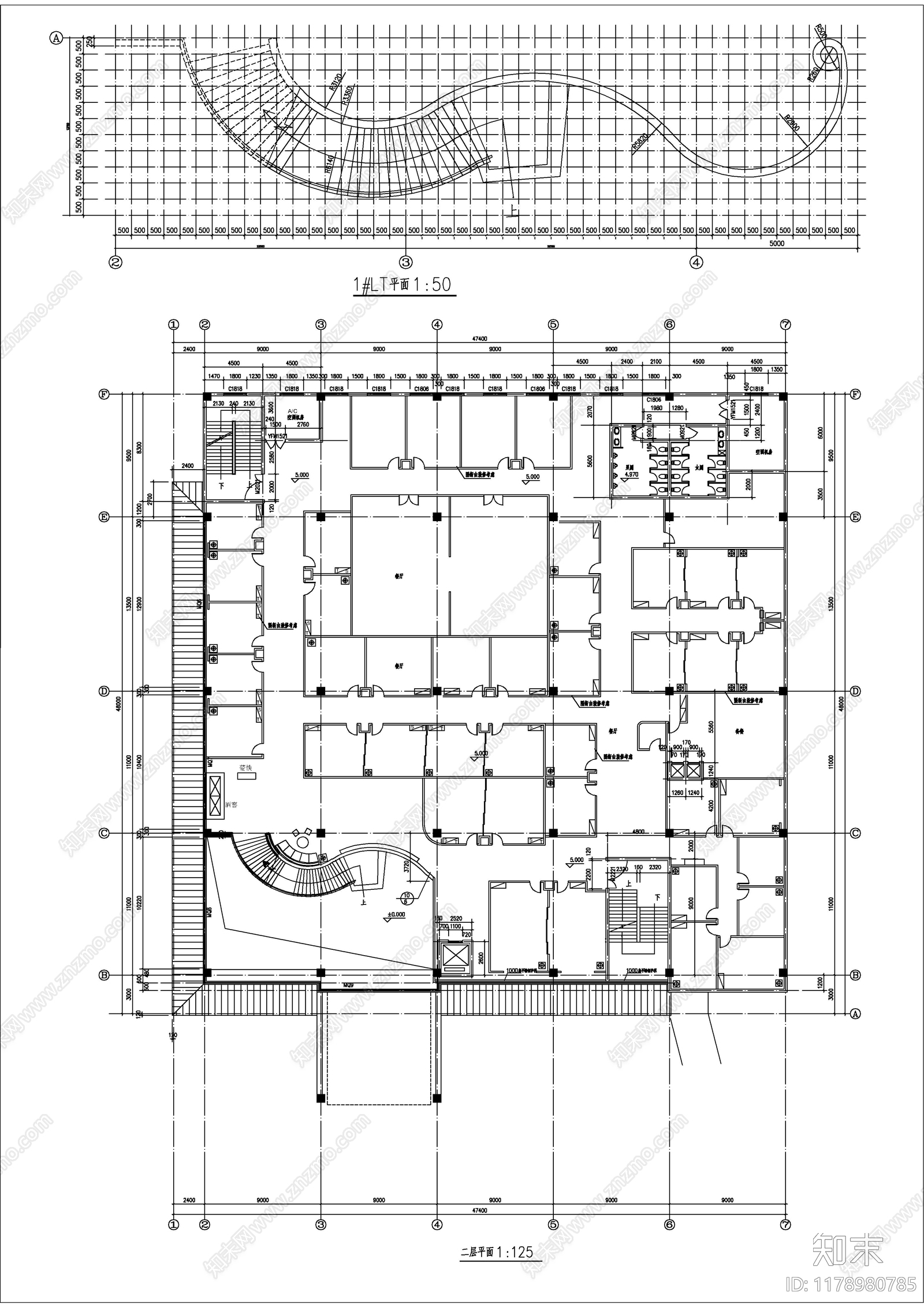 现代办公楼建筑cad施工图下载【ID:1178980785】