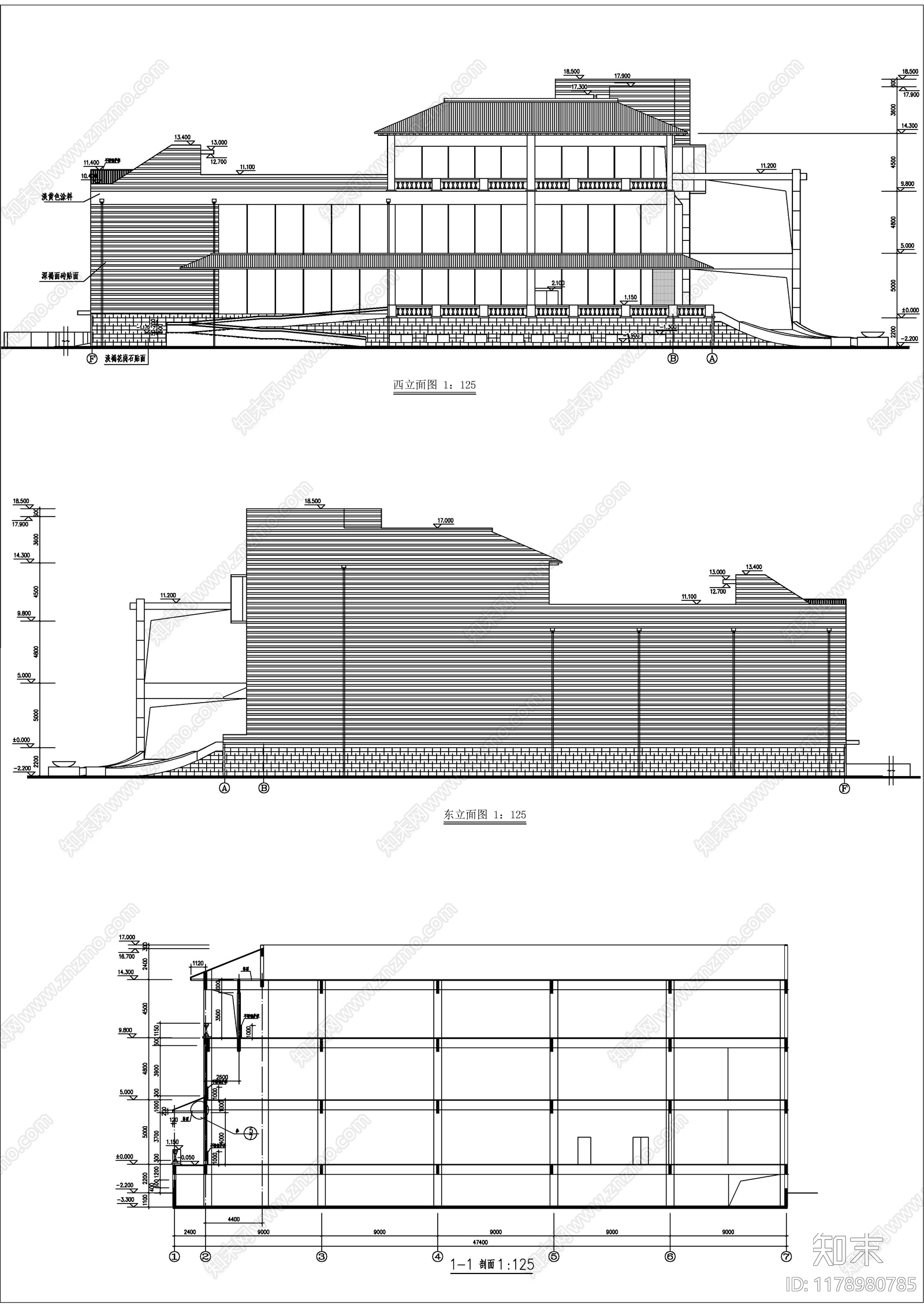 现代办公楼建筑cad施工图下载【ID:1178980785】