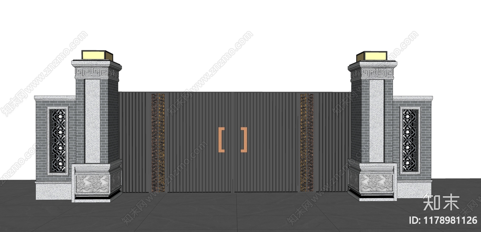 中式庭院门SU模型下载【ID:1178981126】