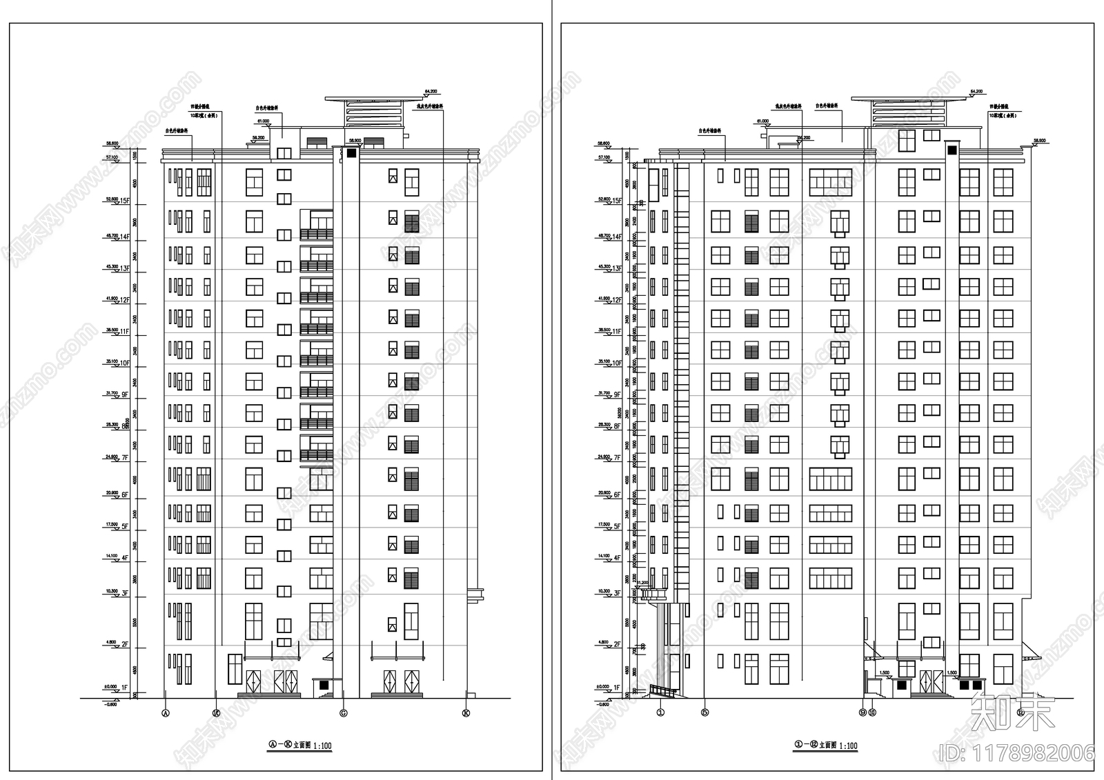 现代酒店建筑cad施工图下载【ID:1178982006】