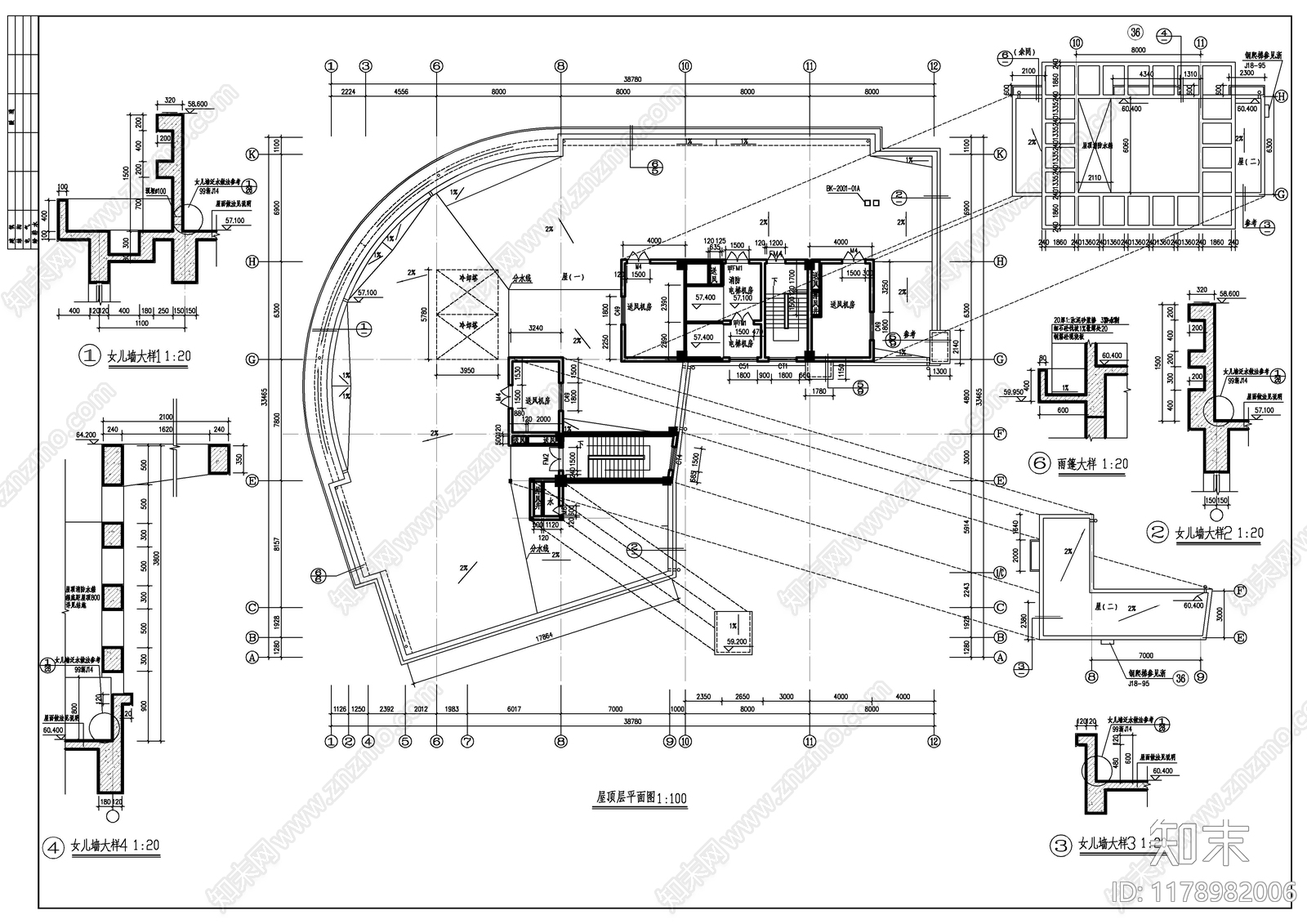 现代酒店建筑cad施工图下载【ID:1178982006】