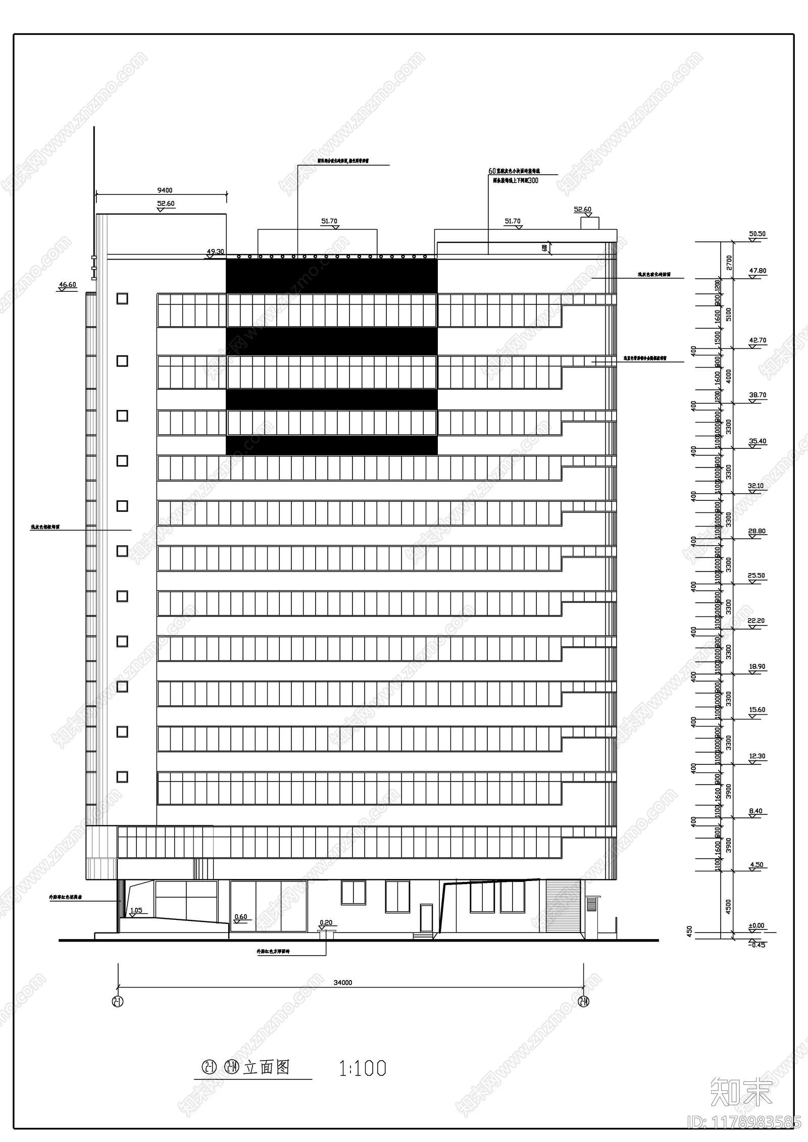 现代酒店建筑cad施工图下载【ID:1178983585】