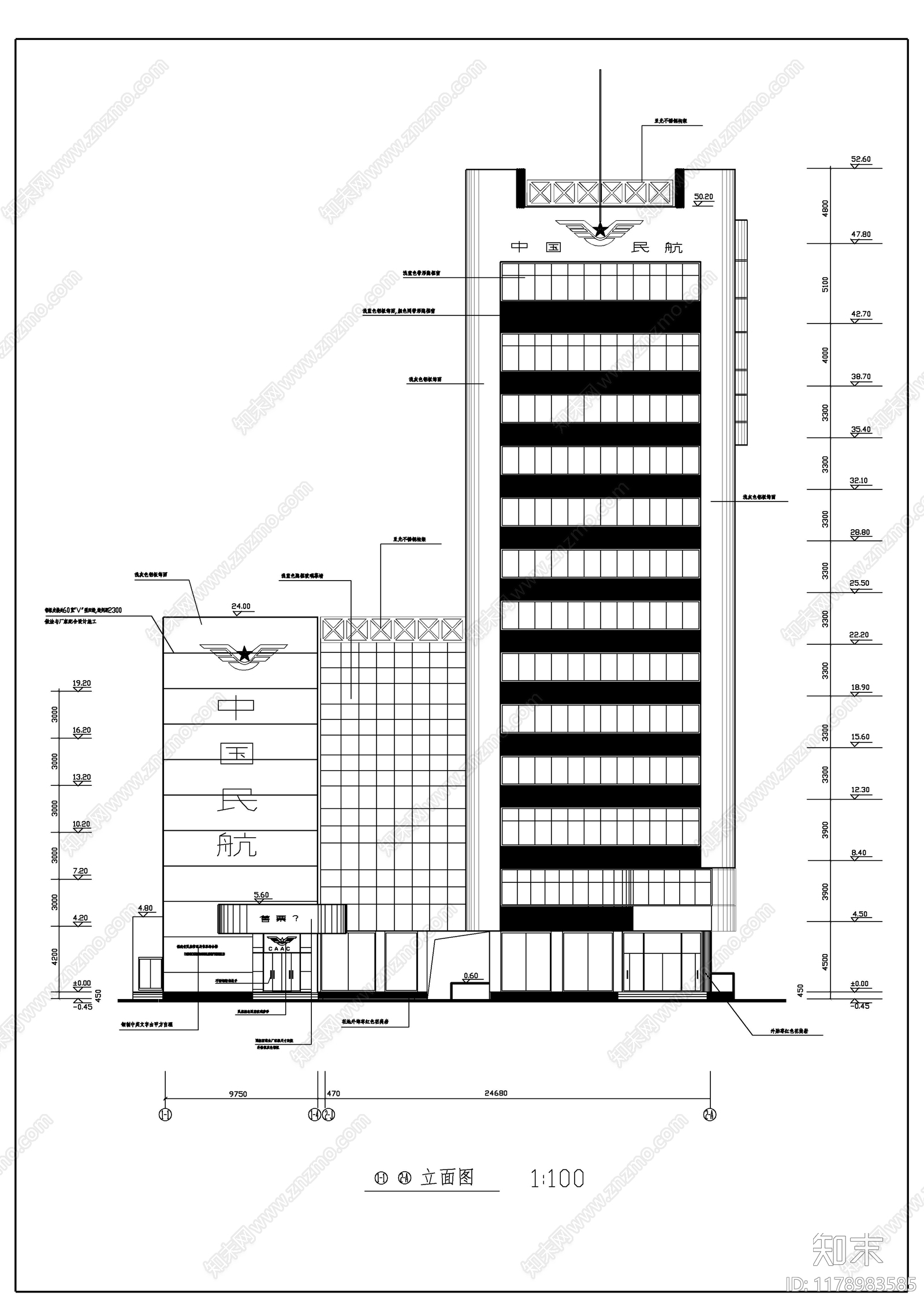 现代酒店建筑cad施工图下载【ID:1178983585】