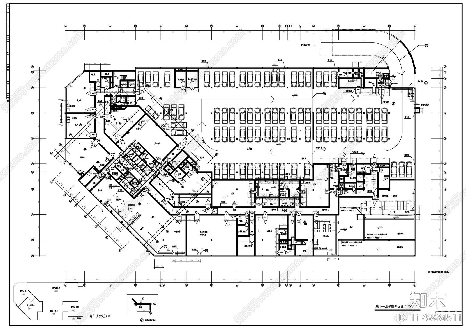 现代酒店建筑cad施工图下载【ID:1178984511】