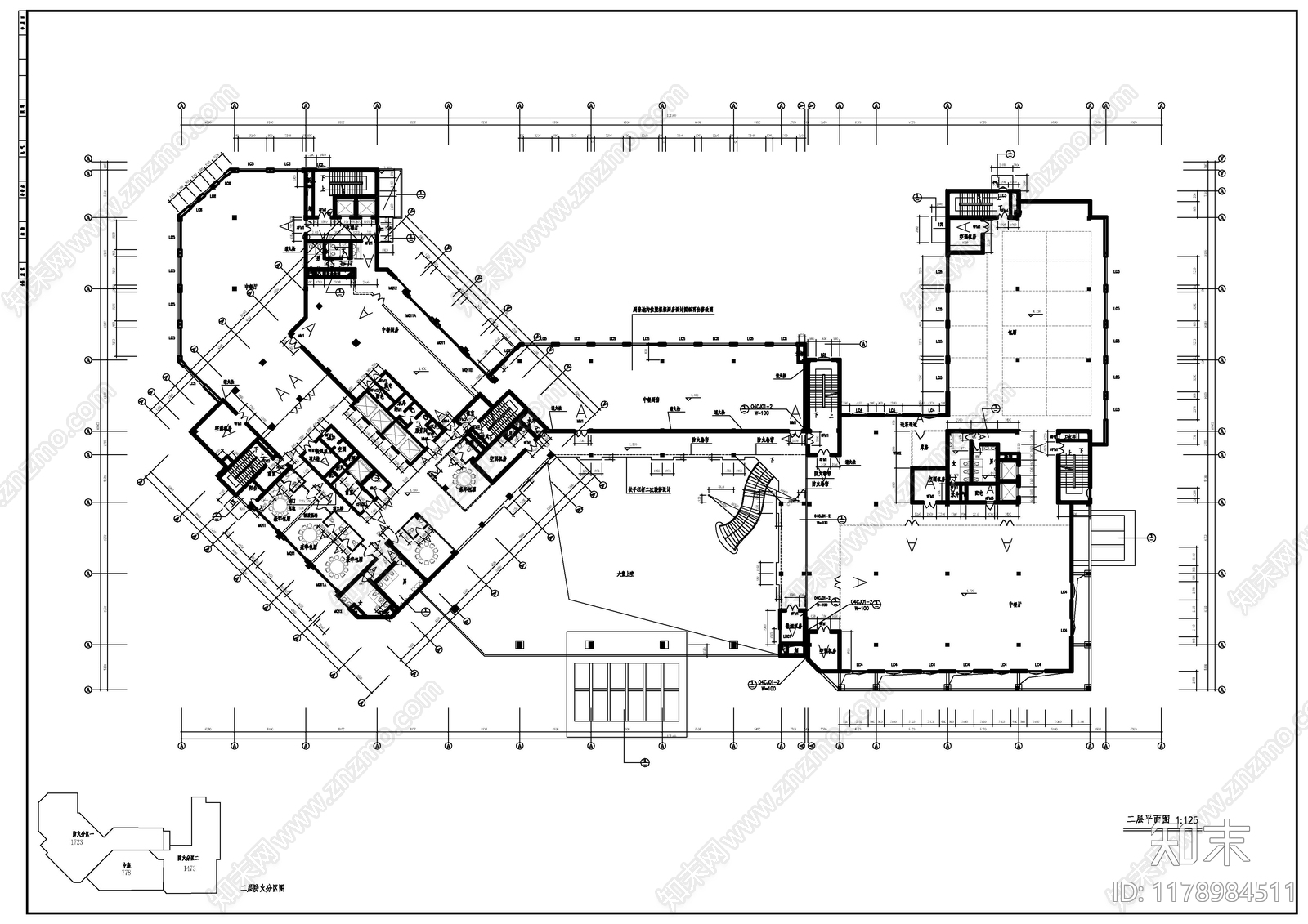 现代酒店建筑cad施工图下载【ID:1178984511】