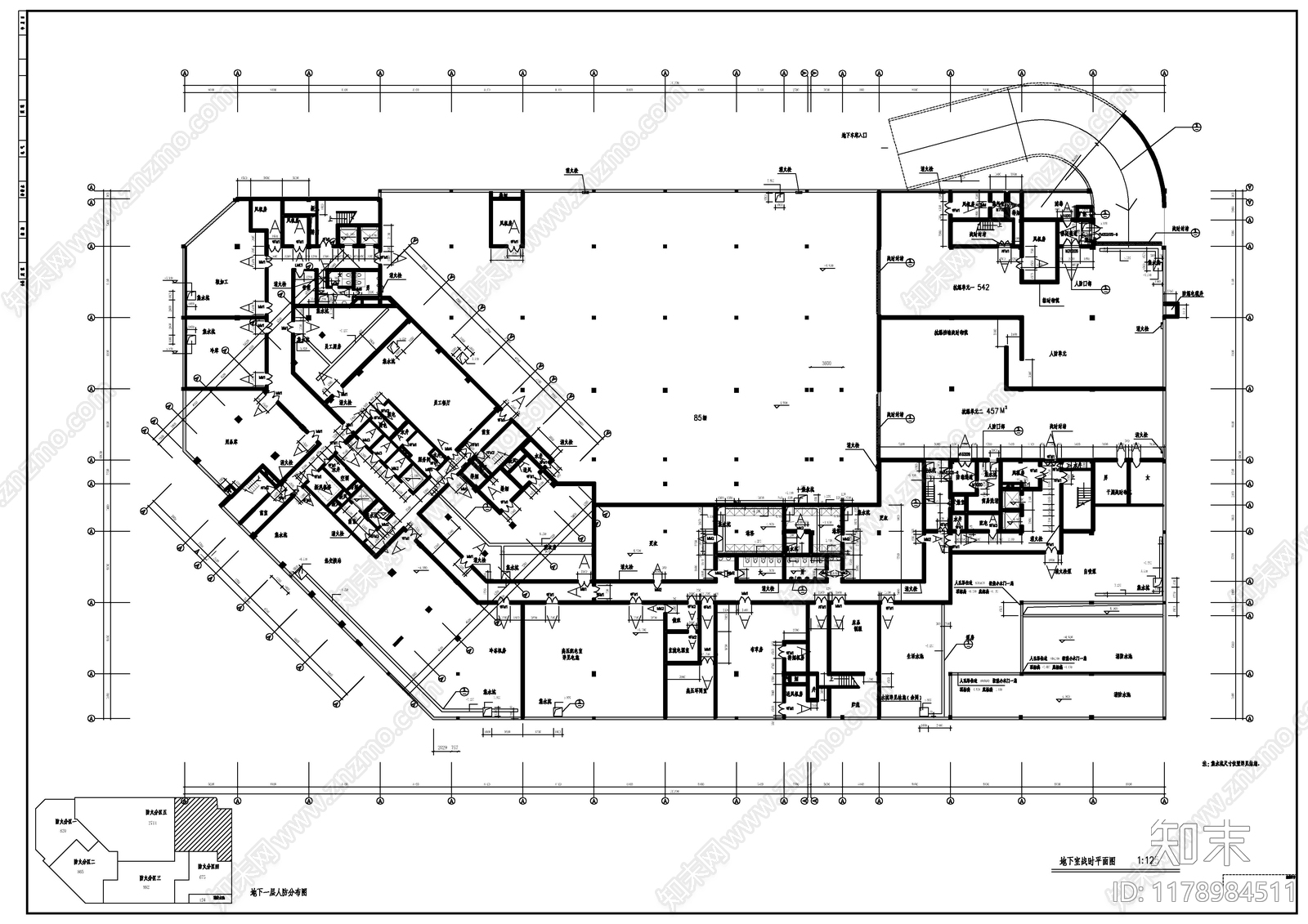 现代酒店建筑cad施工图下载【ID:1178984511】