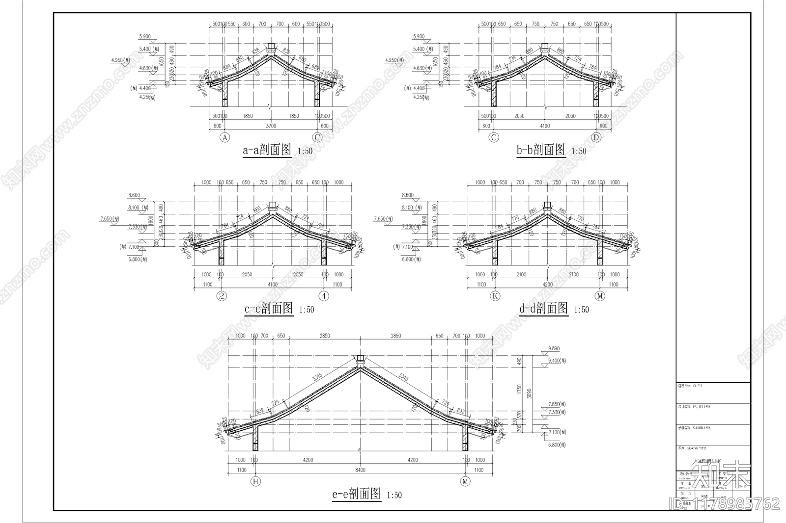 中式新中式别墅建筑cad施工图下载【ID:1178985762】