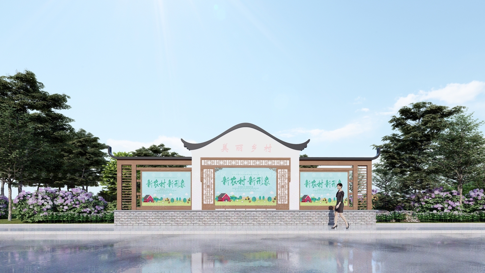 新中式宣传栏SU模型下载【ID:1178988589】