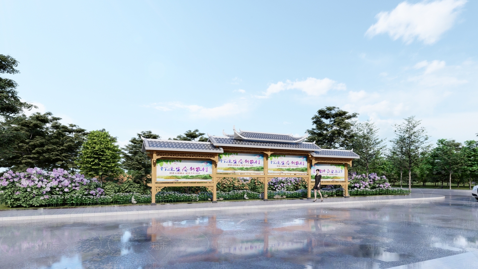 新中式宣传栏SU模型下载【ID:1178991644】